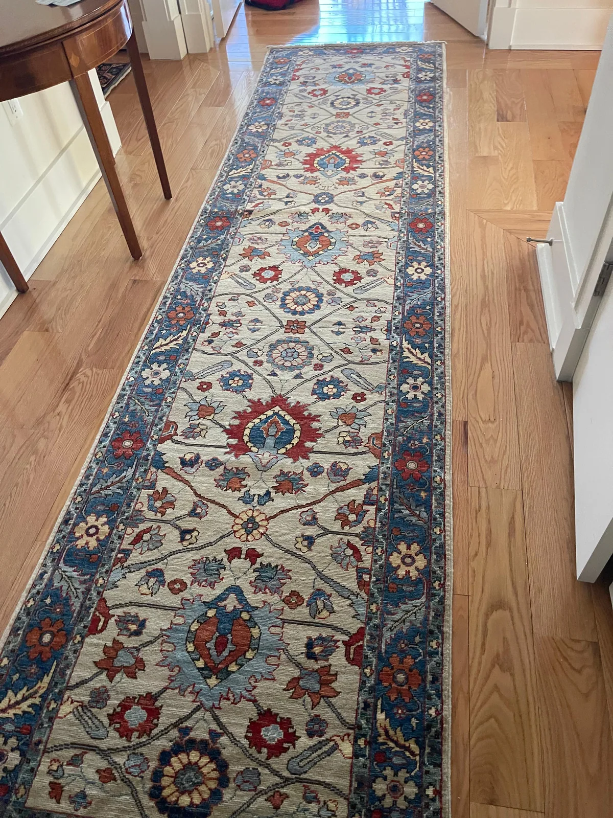 Ivory Palmette Runner &mdash; hand-knotted Oriental rug