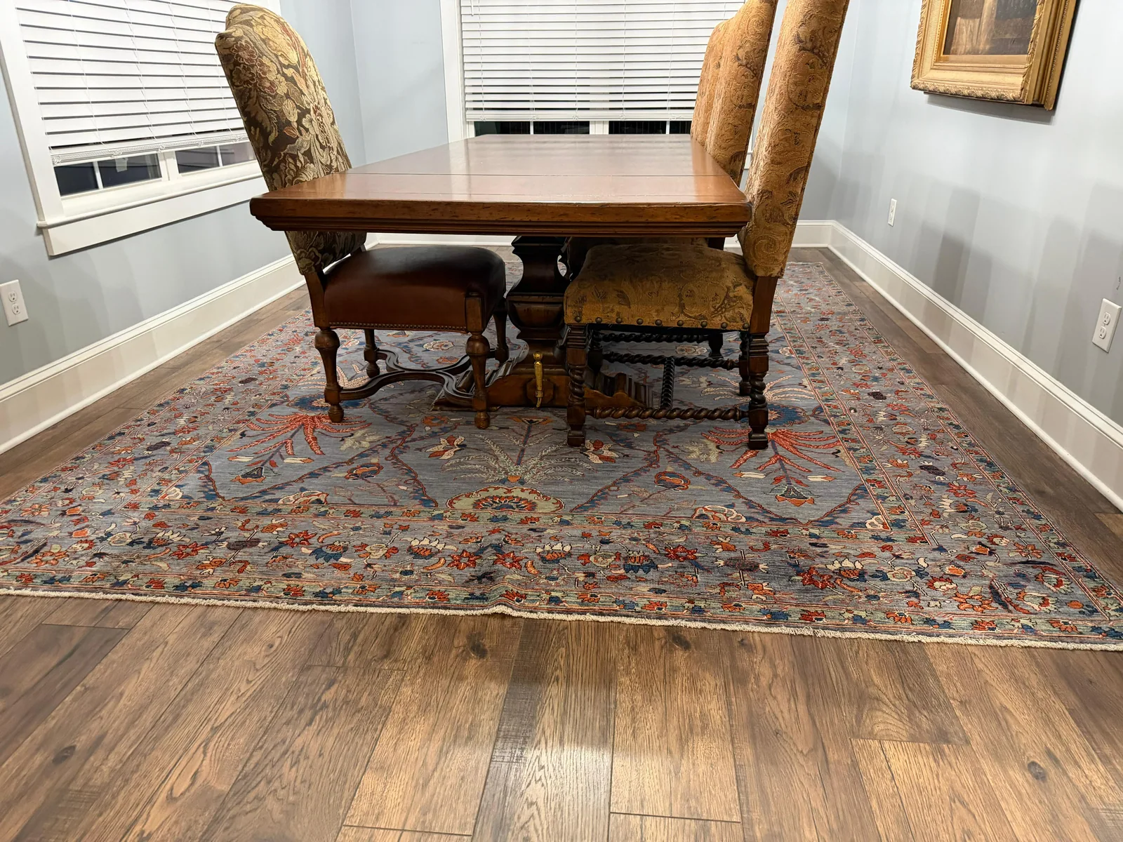 Storm-Blue Garden Carpet &mdash; hand-knotted Oriental rug